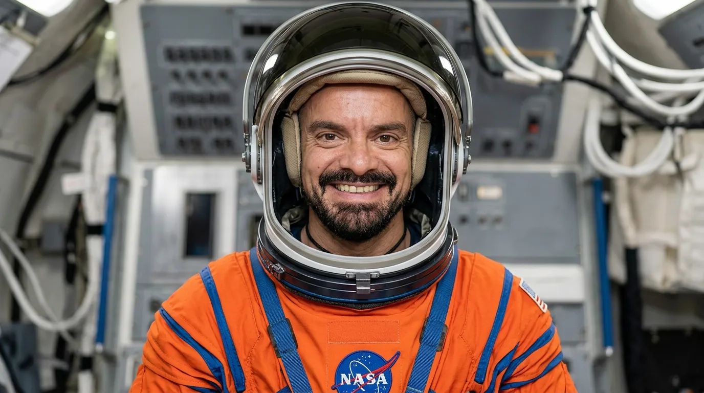 JJ Priego vestido de astronauta